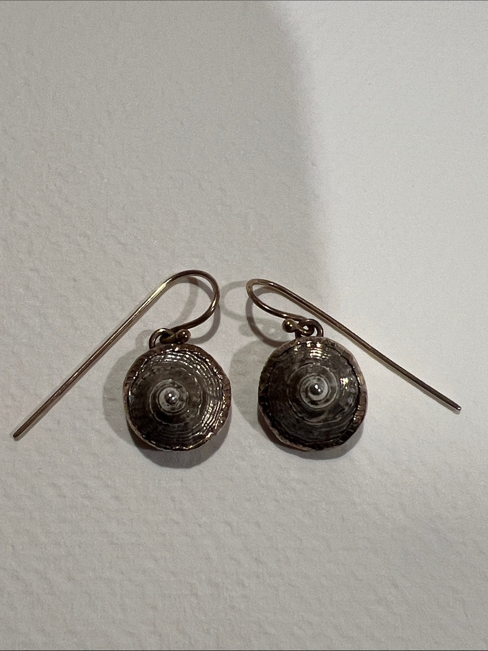 Vintage 14k Gold and Sterling Silver Shell Earrings